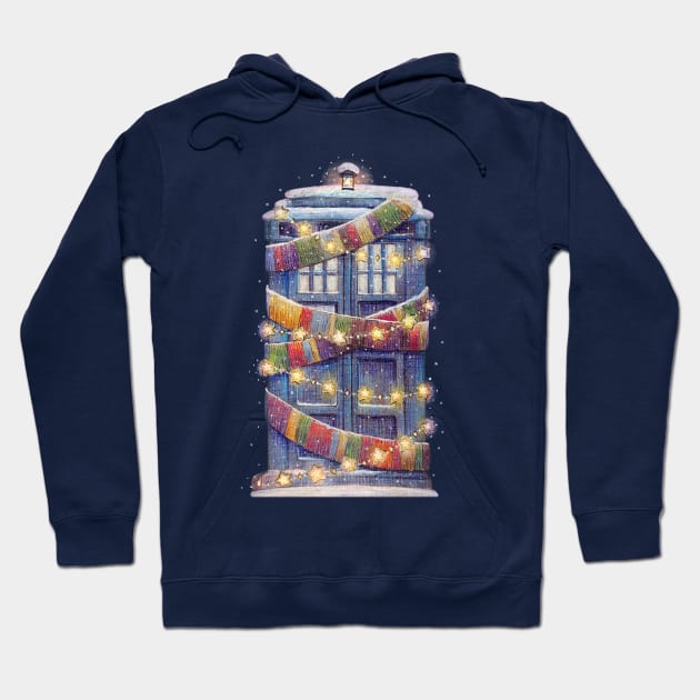 Christmas Police Box Hoodie by illustore